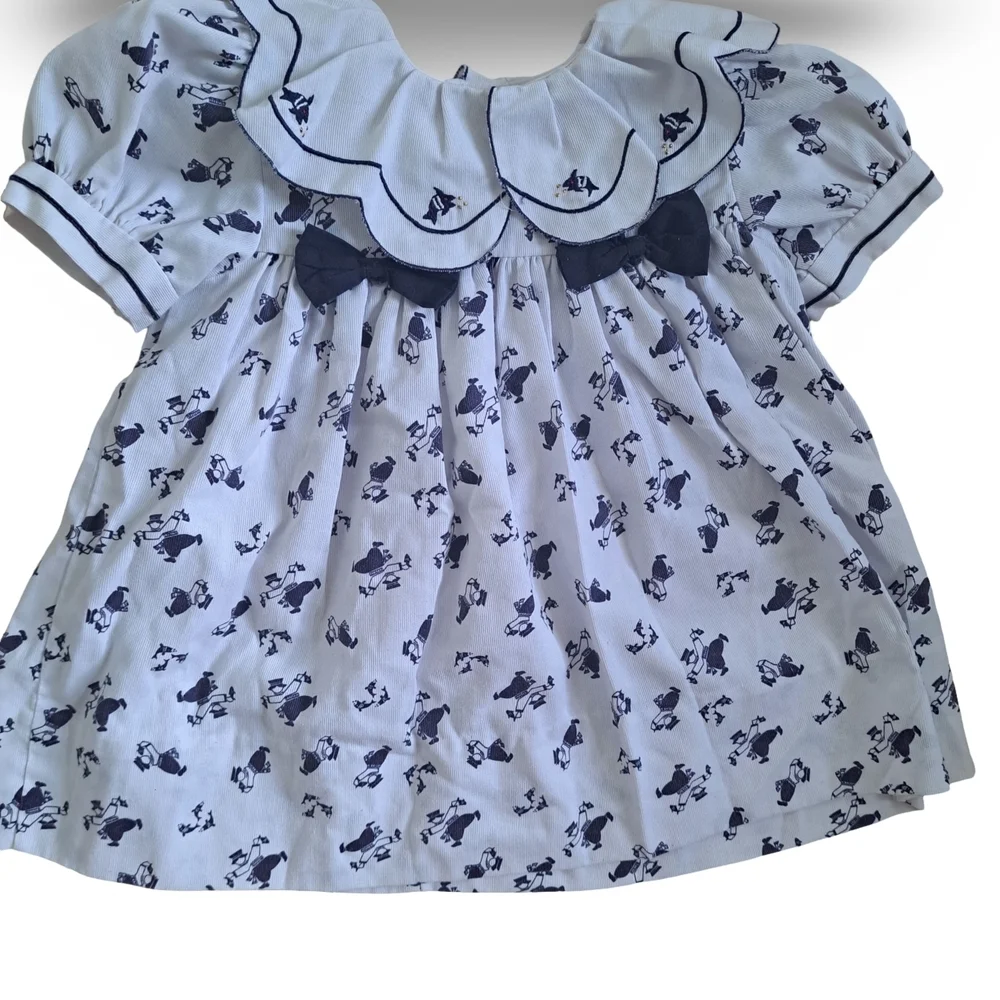 Vintage Kids Dress with Navy Print Toddler 2 Years - Picture 1 of 5